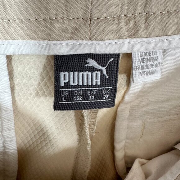 Puma Shorts Boys Large Tech Shorts Beige Srtetch Pockets Bermuda Logo - Picture 5 of 6